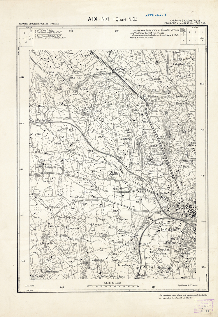 (N:21424) PLANS DIRECTEURS - AIX N.O. XXXII 44 N1a (B0017916) Carte e stampe antiche: riproduzione a colori su carta (formato A1)