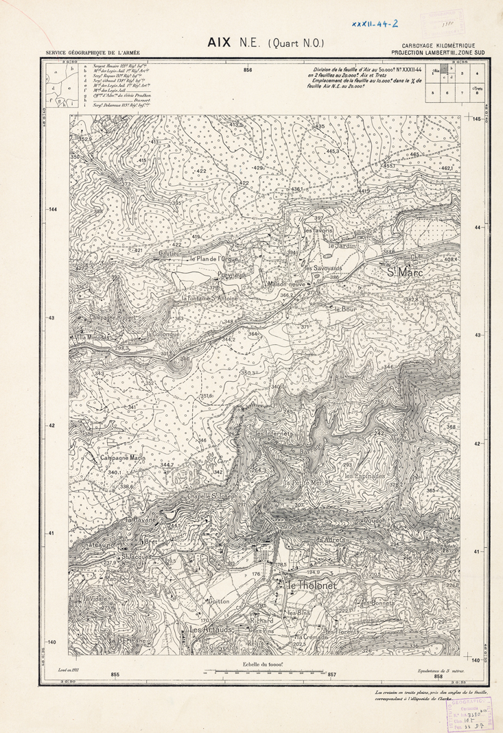 (N:21428) PLANS DIRECTEURS - AIX N.E. XXXII 44 N2a (B0017920) Carte e stampe antiche: riproduzione a colori su carta (formato A1)