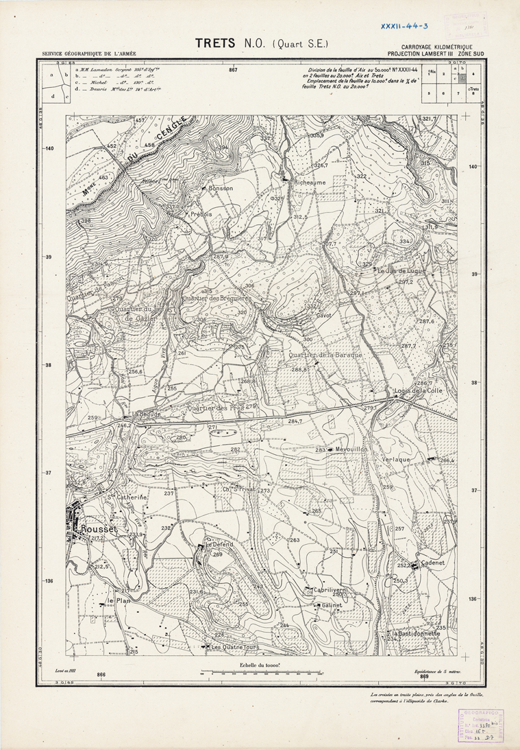 (N:21430) PLANS DIRECTEURS - TRETS N.O. 3d (B0017922) Carte e stampe antiche: riproduzione a colori su carta (formato A1)
