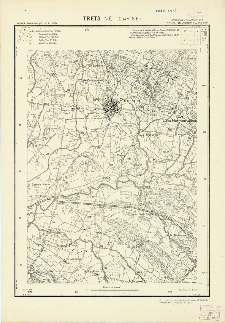 (N:21434) PLANS DIRECTEURS - TRETS N.E. 4d (B0017926) Carte e stampe antiche: riproduzione a colori su carta (formato A1)