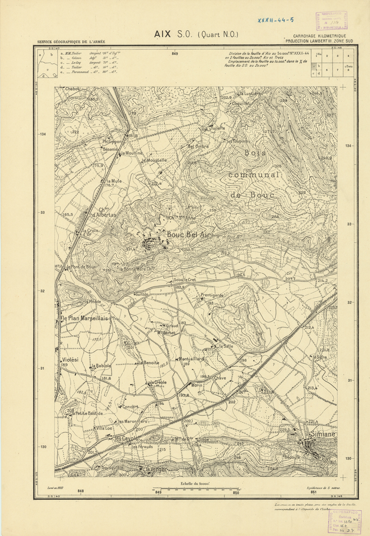 (N:21439) PLANS DIRECTEURS - AIX S.O. XXXII 44 N5a (B0017931) Carte e stampe antiche: riproduzione a colori su carta (formato A1)