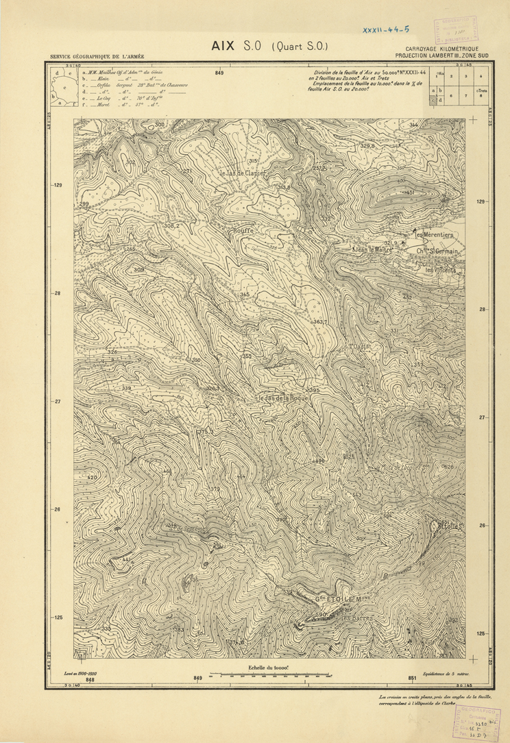 (N:21440) PLANS DIRECTEURS - AIX S.O. XXXII 44 N5c (B0017932) Carte e stampe antiche: riproduzione a colori su carta (formato A1)
