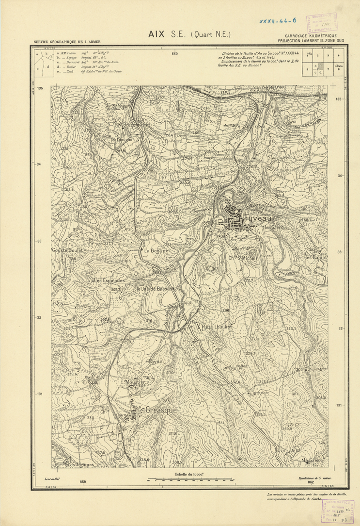(N:21441) PLANS DIRECTEURS - AIX S.E. XXXII 44 N6b (B0017933) Carte e stampe antiche: riproduzione a colori su carta (formato A1)