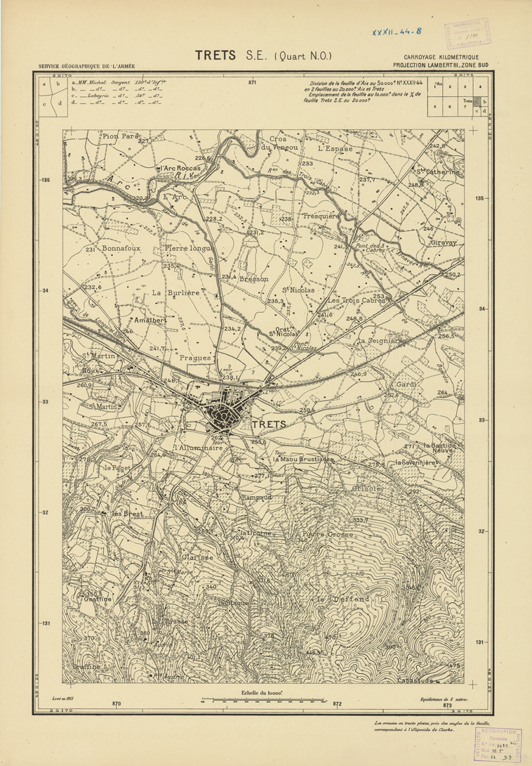 (N:21449) PLANS DIRECTEURS - TRETS S.E. 8a (B0017941) Carte e stampe antiche: riproduzione a colori su carta (formato A1)
