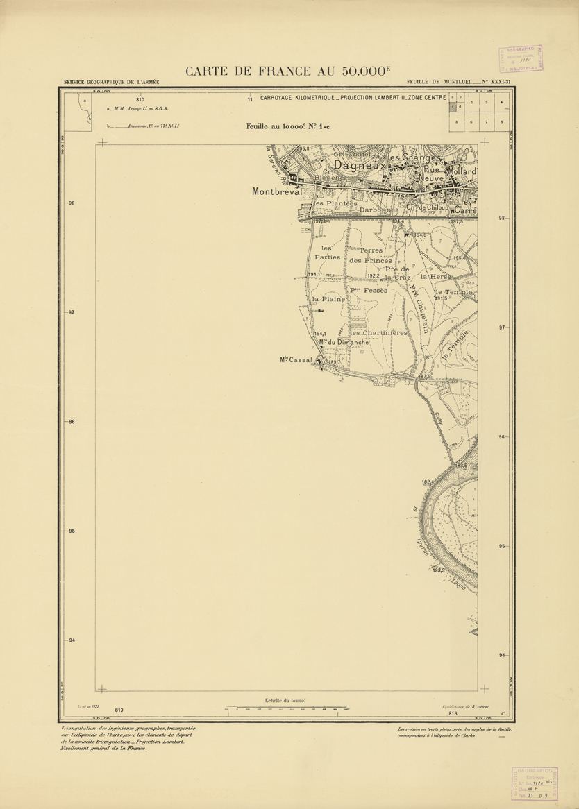 (N:21457) PLANS DIRECTEURS - FEUILLE DE MONTLUEL XXXI 31 N1c (B0017949) Carte e stampe antiche: riproduzione a colori su carta (formato A1)
