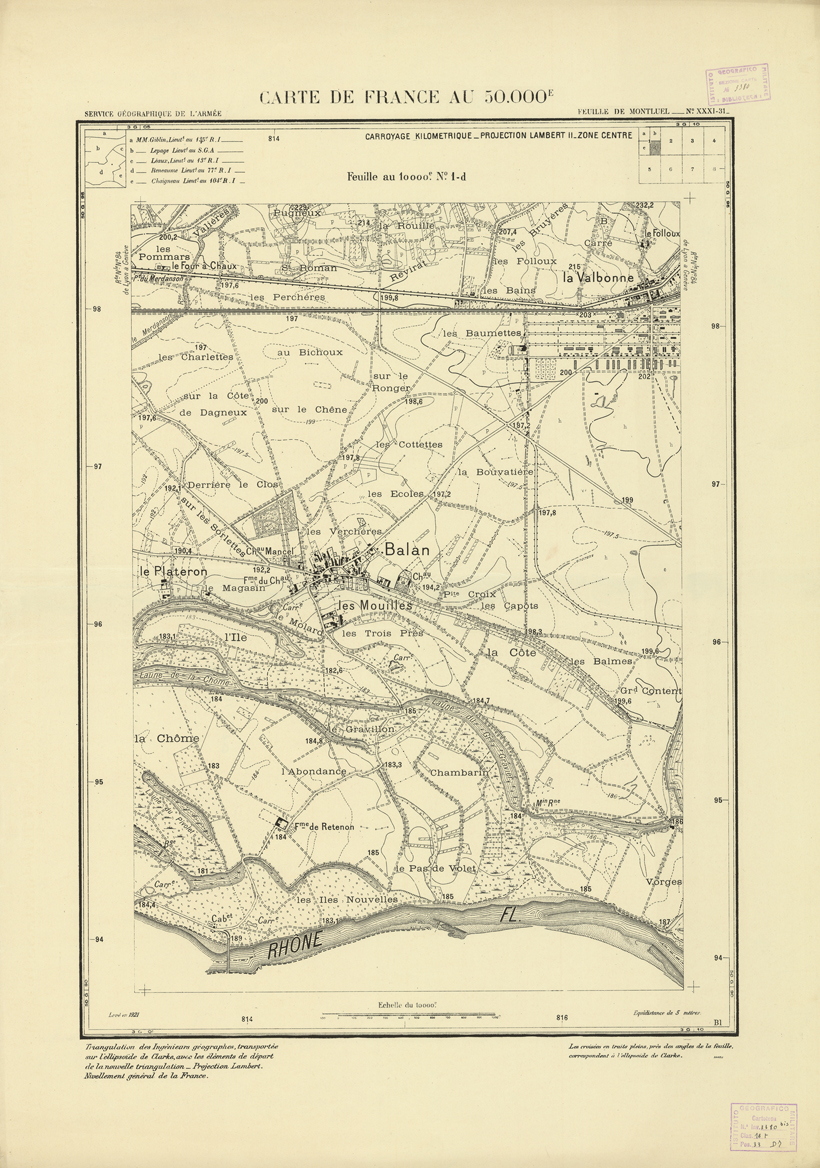(N:21458) PLANS DIRECTEURS - FEUILLE DE MONTLUEL XXXI 31 N1d (B0017950) Carte e stampe antiche: riproduzione a colori su carta (formato A1)