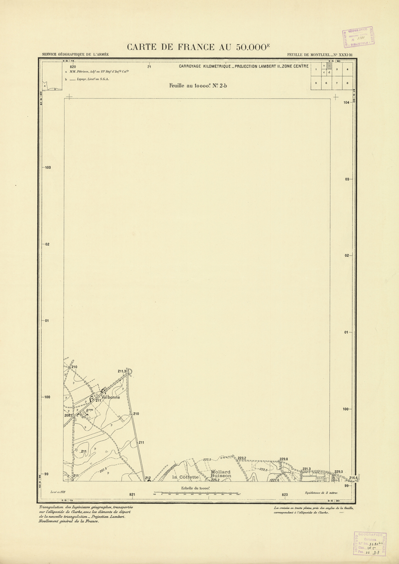(N:21460) PLANS DIRECTEURS - FEUILLE DE MONTLUEL XXXI 31 N2b (B0017952) Carte e stampe antiche: riproduzione a colori su carta (formato A1)