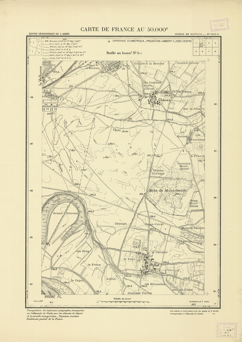 (N:21461) PLANS DIRECTEURS - FEUILLE DE MONTLUEL XXXI 31 N2c (B0017953) Carte e stampe antiche: riproduzione a colori su carta (formato A1)