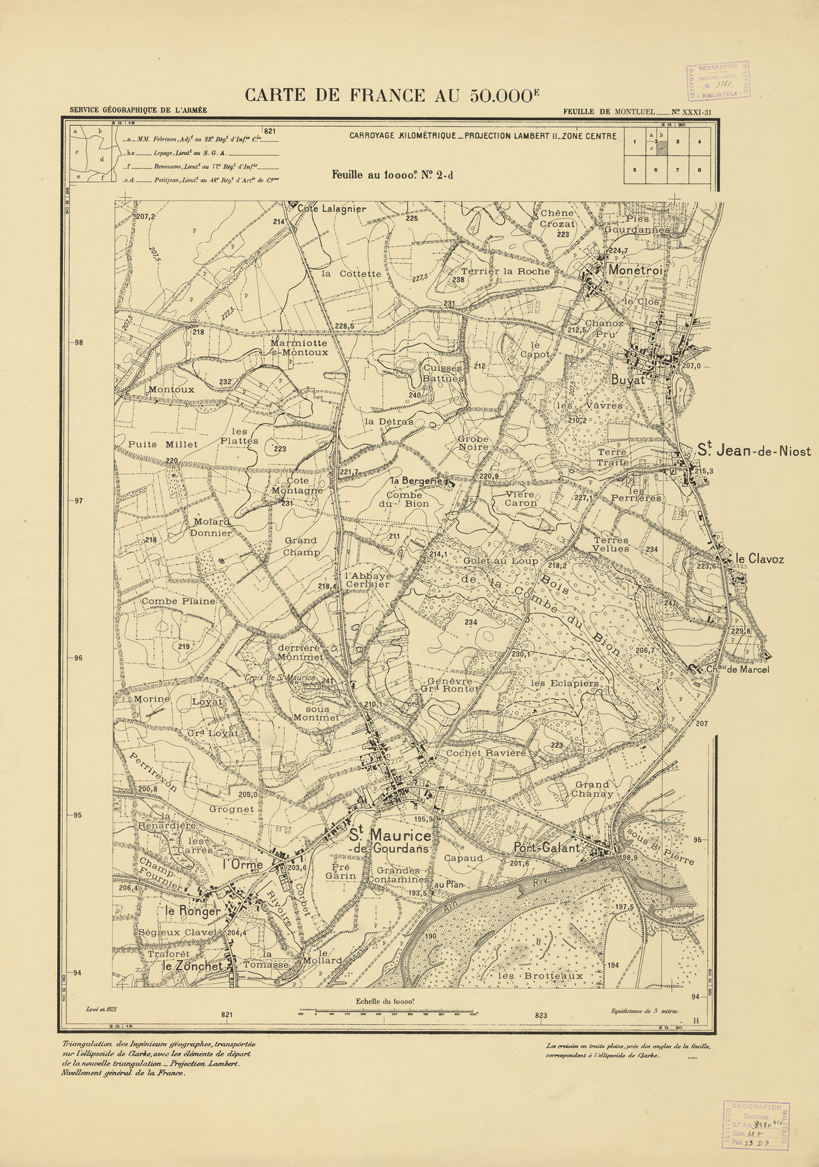 (N:21462) PLANS DIRECTEURS - FEUILLE DE MONTLUEL XXXI 31 N2d (B0017954) Carte e stampe antiche: riproduzione a colori su carta (formato A1)