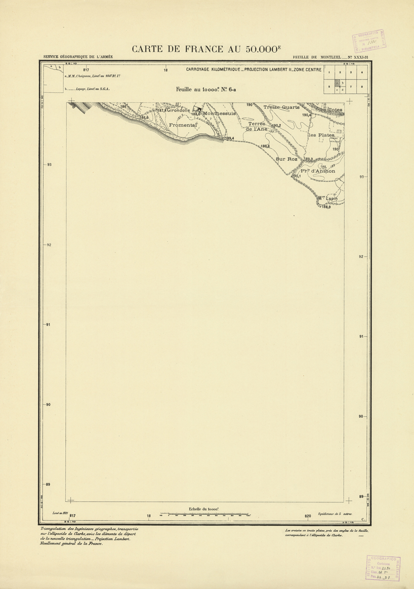 (N:21463) PLANS DIRECTEURS - FEUILLE DE MONTLUEL XXXI 31 N6a (B0017955) Carte e stampe antiche: riproduzione a colori su carta (formato A1)