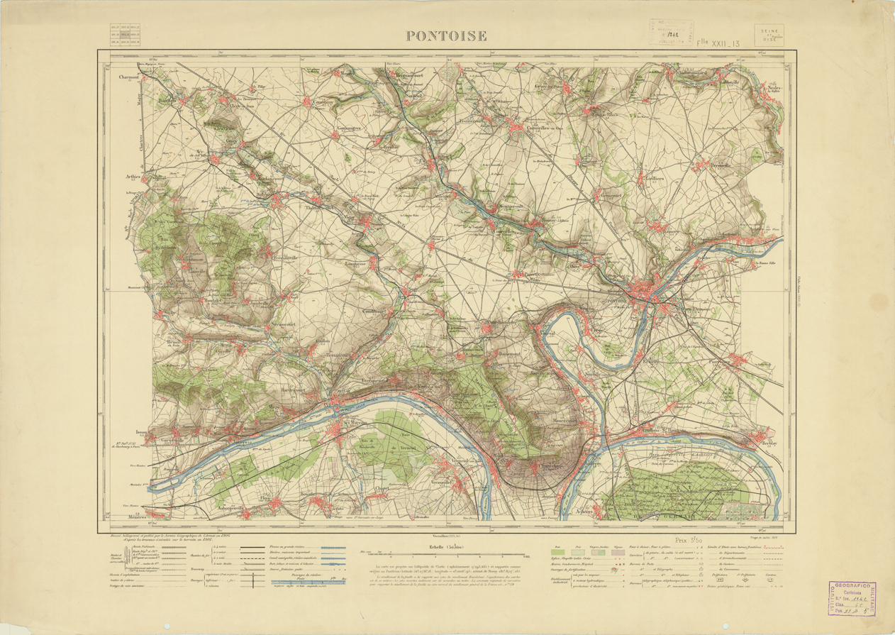 (N:21638) NOUVELLE CARTE DE FRANCE - XXII 13 -  PONTOISE (B0018224) Carte e stampe antiche: riproduzione a colori su carta (formato A1)