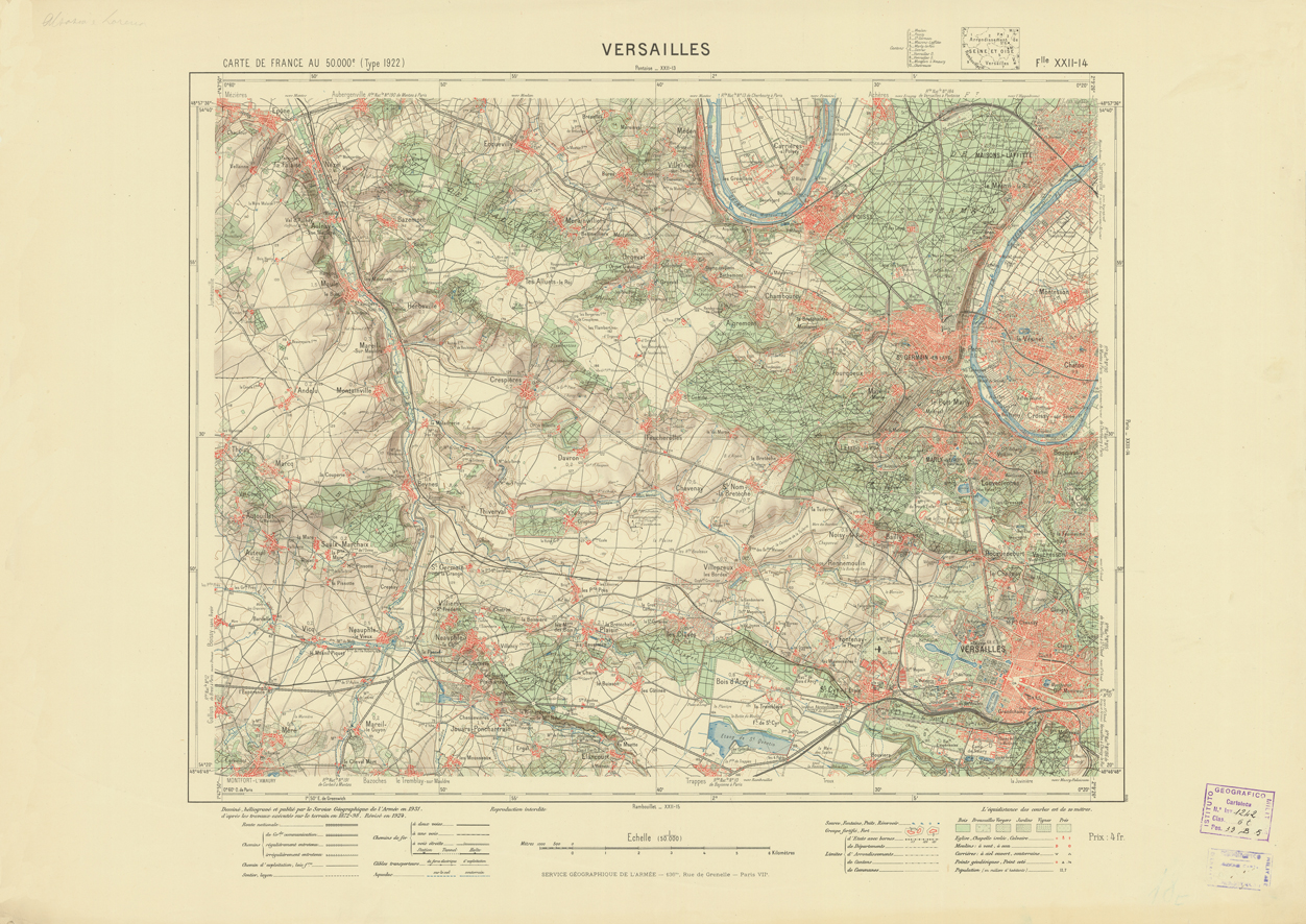 (N:21639) NOUVELLE CARTE DE FRANCE - XXII 14 - VERSAILLES (B0018225) Carte e stampe antiche: riproduzione a colori su carta (formato A1)