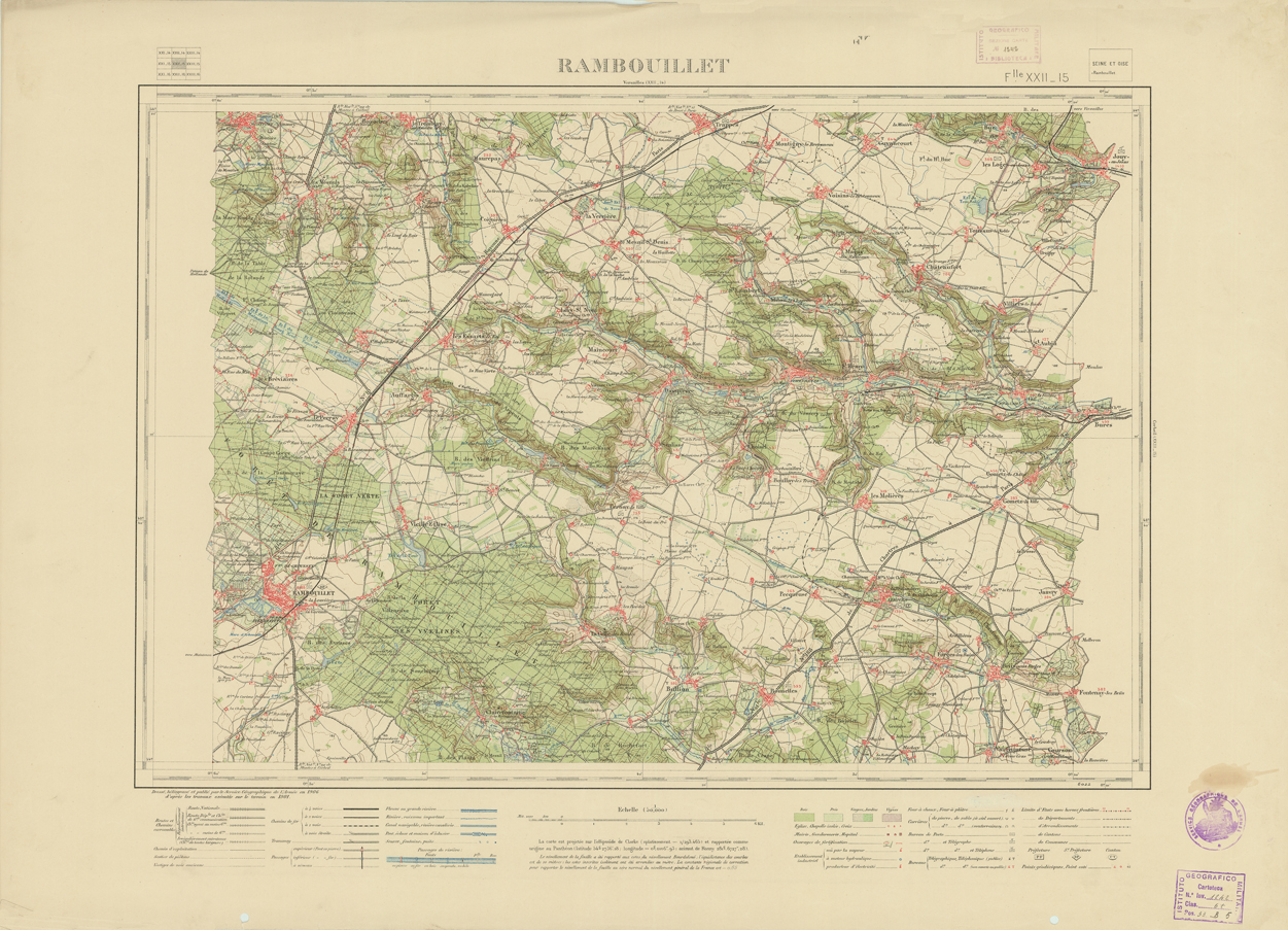 (N:21640) NOUVELLE CARTE DE FRANCE - XXII 15 - RAMBOUILLET (B0018226) Carte e stampe antiche: riproduzione a colori su carta (formato A1)