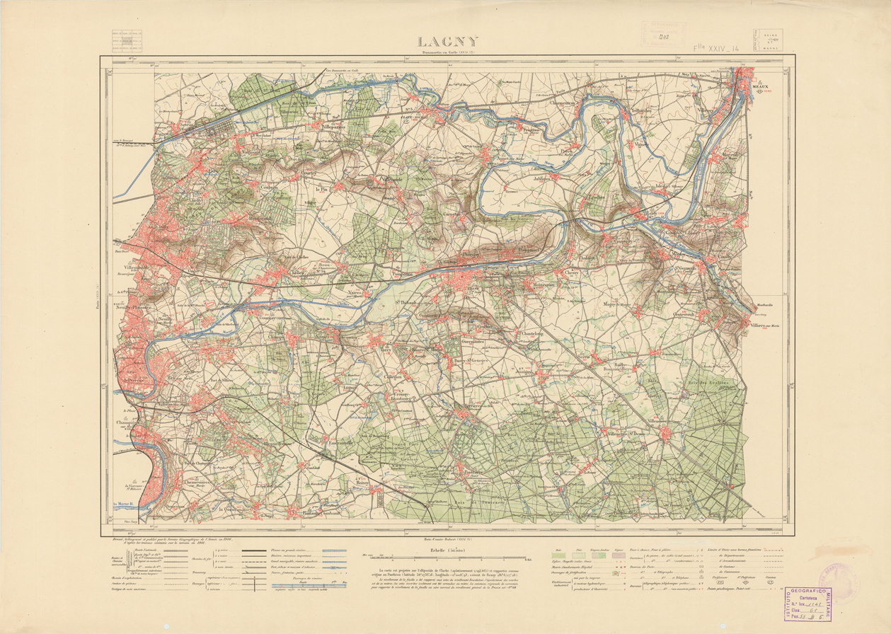 (N:21645) NOUVELLE CARTE DE FRANCE - XXIV 14 - LAGNY (B0018231) Carte e stampe antiche: riproduzione a colori su carta (formato A1)