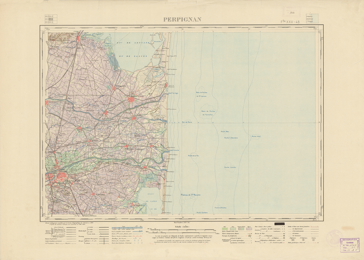 (N:21647) NOUVELLE CARTE DE FRANCE - XXV 48 -  PERPIGNAN (B0018233) Carte e stampe antiche: riproduzione a colori su carta (formato A1)