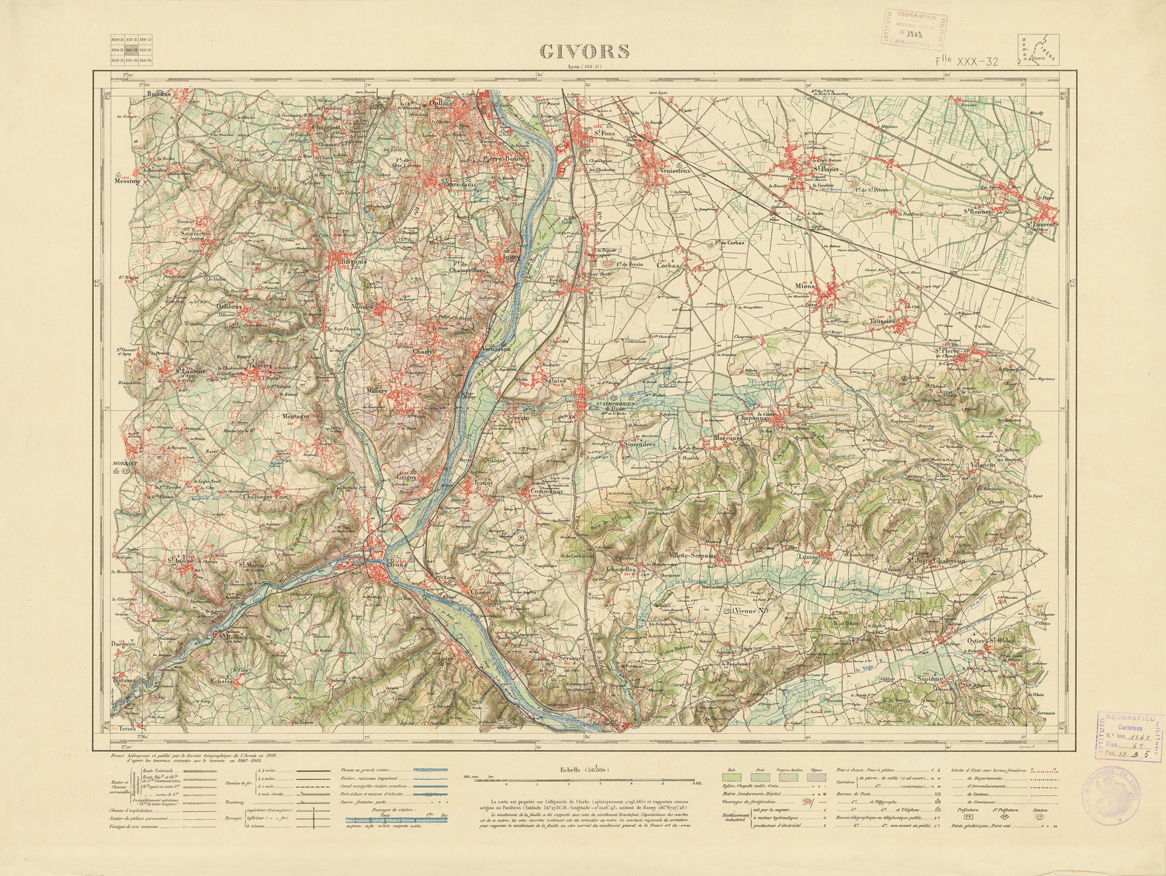(N:21653) NOUVELLE CARTE DE FRANCE - XXX 32 - GIVORS (B0018239) Carte e stampe antiche: riproduzione a colori su carta (formato A1)