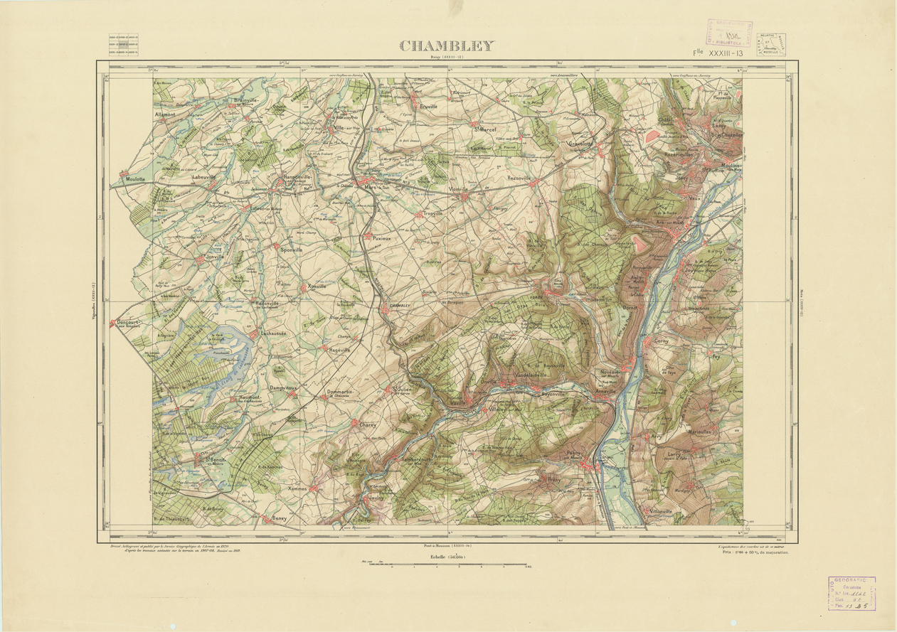 (N:21658) NOUVELLE CARTE DE FRANCE -  XXXIII 13 - CHAMBLEY (B0018244) Carte e stampe antiche: riproduzione a colori su carta (formato A1)