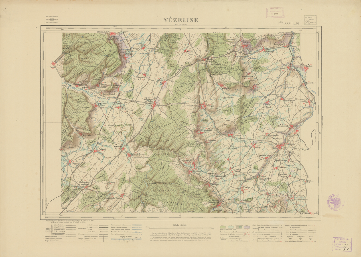 (N:21661) NOUVELLE CARTE DE FRANCE - XXXIII 16 - VEZELISE (B0018247) Carte e stampe antiche: riproduzione a colori su carta (formato A1)