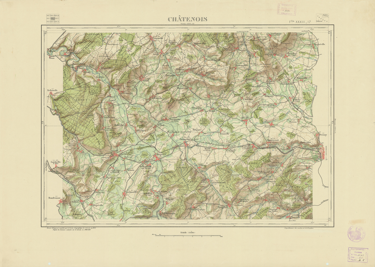 (N:21662) NOUVELLE CARTE DE FRANCE -  XXXIII 17 - CHATENOIS (B0018248) Carte e stampe antiche: riproduzione a colori su carta (formato A1)