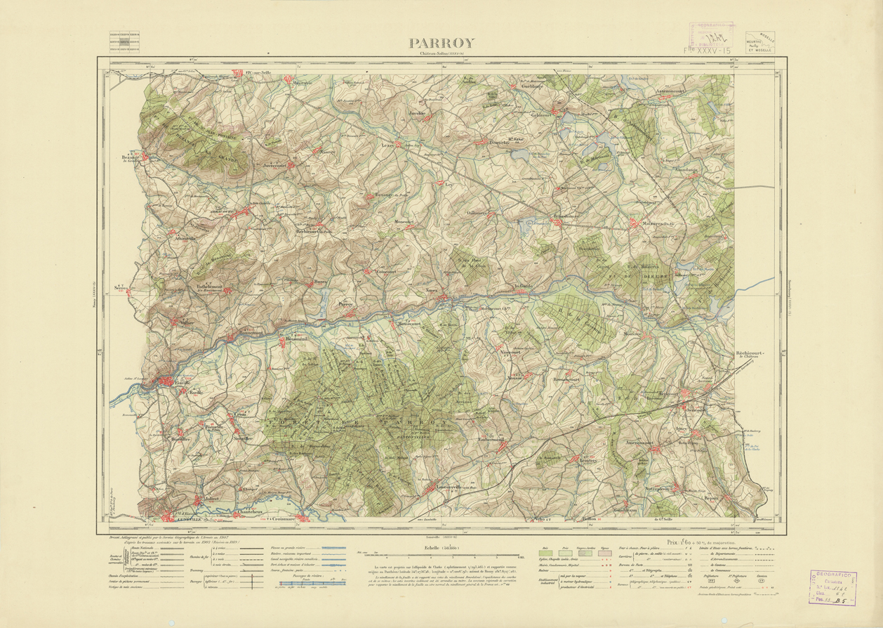 (N:21671) NOUVELLE CARTE DE FRANCE - XXXV 15 - PARROY (B0018257) Carte e stampe antiche: riproduzione a colori su carta (formato A1)