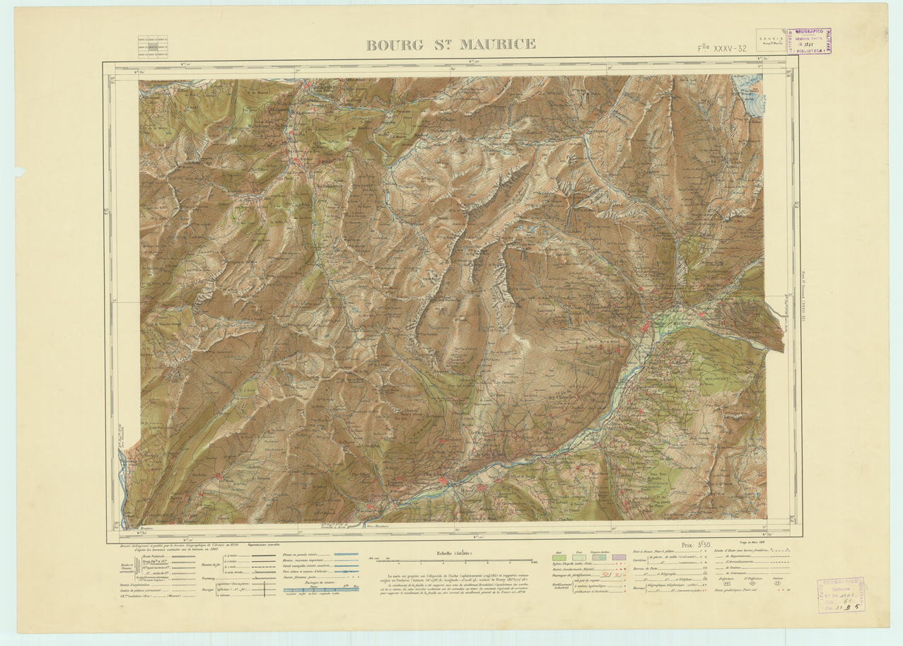 (N:21676) NOUVELLE CARTE DE FRANCE -  XXXV 2 - BOURG ST. MAURICE (B0018262) Carte e stampe antiche: riproduzione a colori su carta (formato A1)