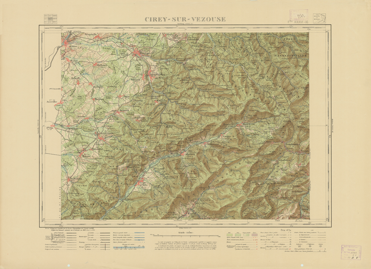 (N:21679) NOUVELLE CARTE DE FRANCE -  XXXVI 16 - CIREY SUR VEZOUSE (B0018265) Carte e stampe antiche: riproduzione a colori su carta (formato A1)