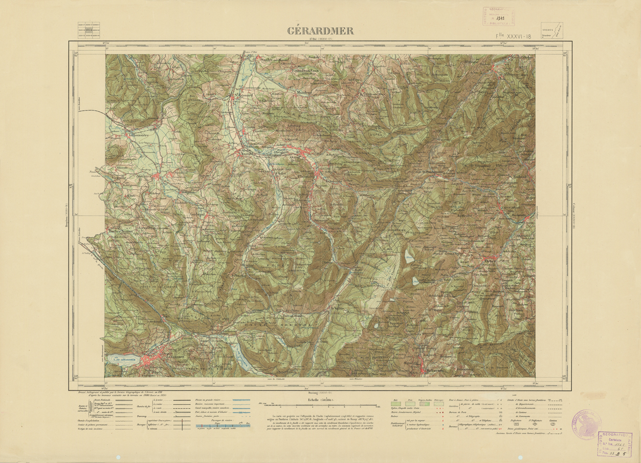 (N:21681) NOUVELLE CARTE DE FRANCE - XXXVI 18 - GERARDMER (B0018267) Carte e stampe antiche: riproduzione a colori su carta (formato A1)