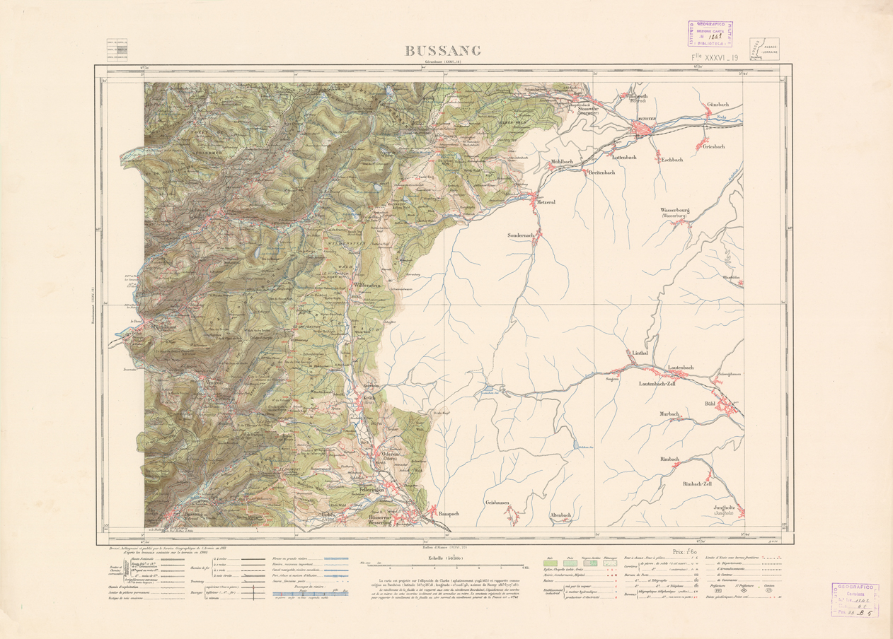 (N:21682) NOUVELLE CARTE DE FRANCE -  XXXVI 19 -BUSSANG (B0018268) Carte e stampe antiche: riproduzione a colori su carta (formato A1)