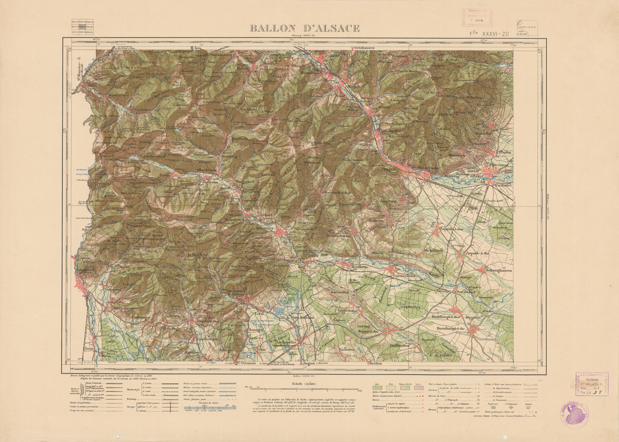 (N:21683) NOUVELLE CARTE DE FRANCE - XXXVI 20 - BALLON D'ALSACE (B0018269) Carte e stampe antiche: riproduzione a colori su carta (formato A1)