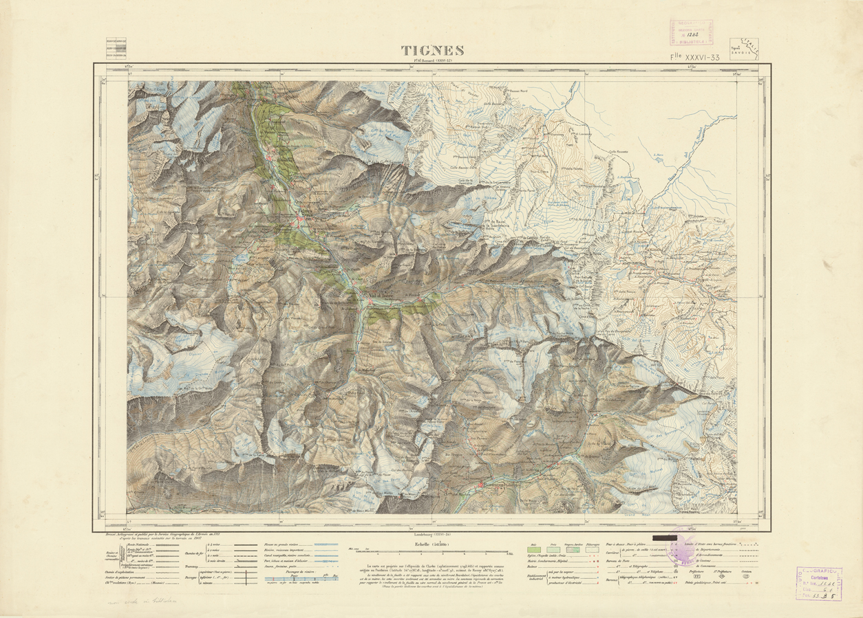 (N:21687) NOUVELLE CARTE DE FRANCE - XXXVI 33 - TIGNES (B0018273) Carte e stampe antiche: riproduzione a colori su carta (formato A1)