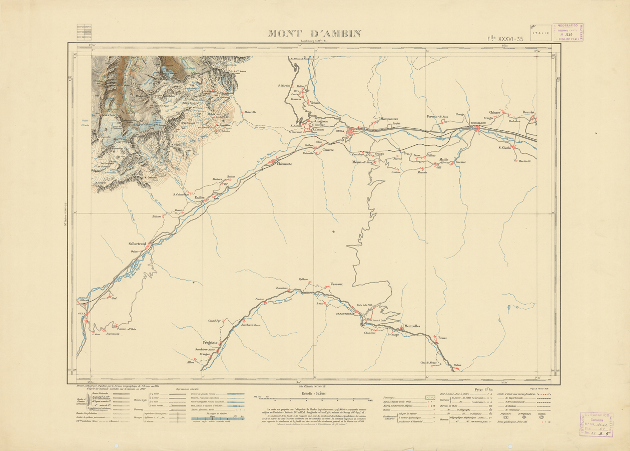 (N:21689) NOUVELLE CARTE DE FRANCE - XXXVI 35 - MONT D'AMBIN (B0018275) Carte e stampe antiche: riproduzione a colori su carta (formato A1)