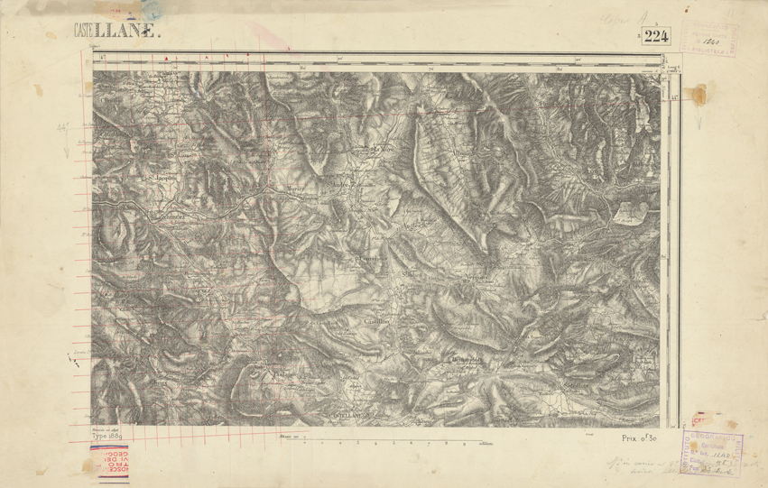 (N:22486) CARTE DE FRANCE - CASTELLANE (B0019081) Carte e stampe antiche: riproduzione a colori su carta (formato A1)