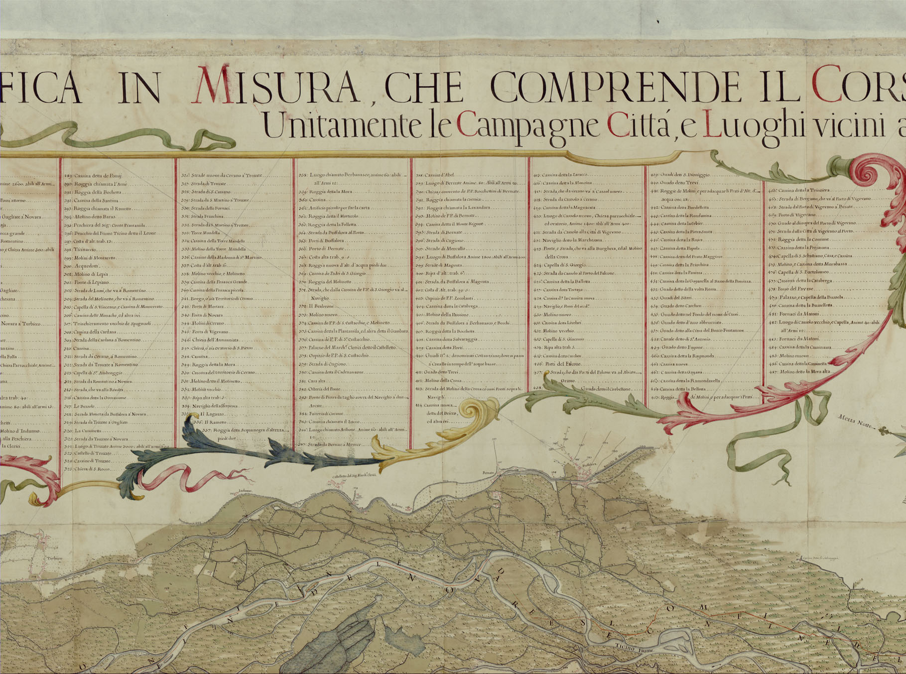 (N:24067) CARTA TOPOGRAFICA IN MISURA CHE COMPRENDE IL CORSO DEL TICINO DAL LAGO MAGGIORE SINO AL FIUME PO'
Unitamente le Campagne Citt e Luoghi vicini ad esso Fiume, tanto a dirritta, che a sinistra del medesimo. (B0019589, B0019590, B0019592, B0019593, B0019594, B0019595, B0019600, B0019598, B0019591, B0019597, B0019596, B0019599) Carte e stampe antiche: riproduzione a colori su carta (formato A1)