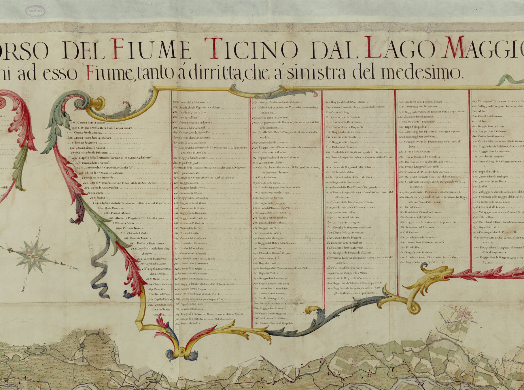 (N:24067) CARTA TOPOGRAFICA IN MISURA CHE COMPRENDE IL CORSO DEL TICINO DAL LAGO MAGGIORE SINO AL FIUME PO'
Unitamente le Campagne Citt e Luoghi vicini ad esso Fiume, tanto a dirritta, che a sinistra del medesimo. (B0019589, B0019590, B0019592, B0019593, B0019594, B0019595, B0019600, B0019598, B0019591, B0019597, B0019596, B0019599) Carte e stampe antiche: riproduzione a colori su carta (formato A1)