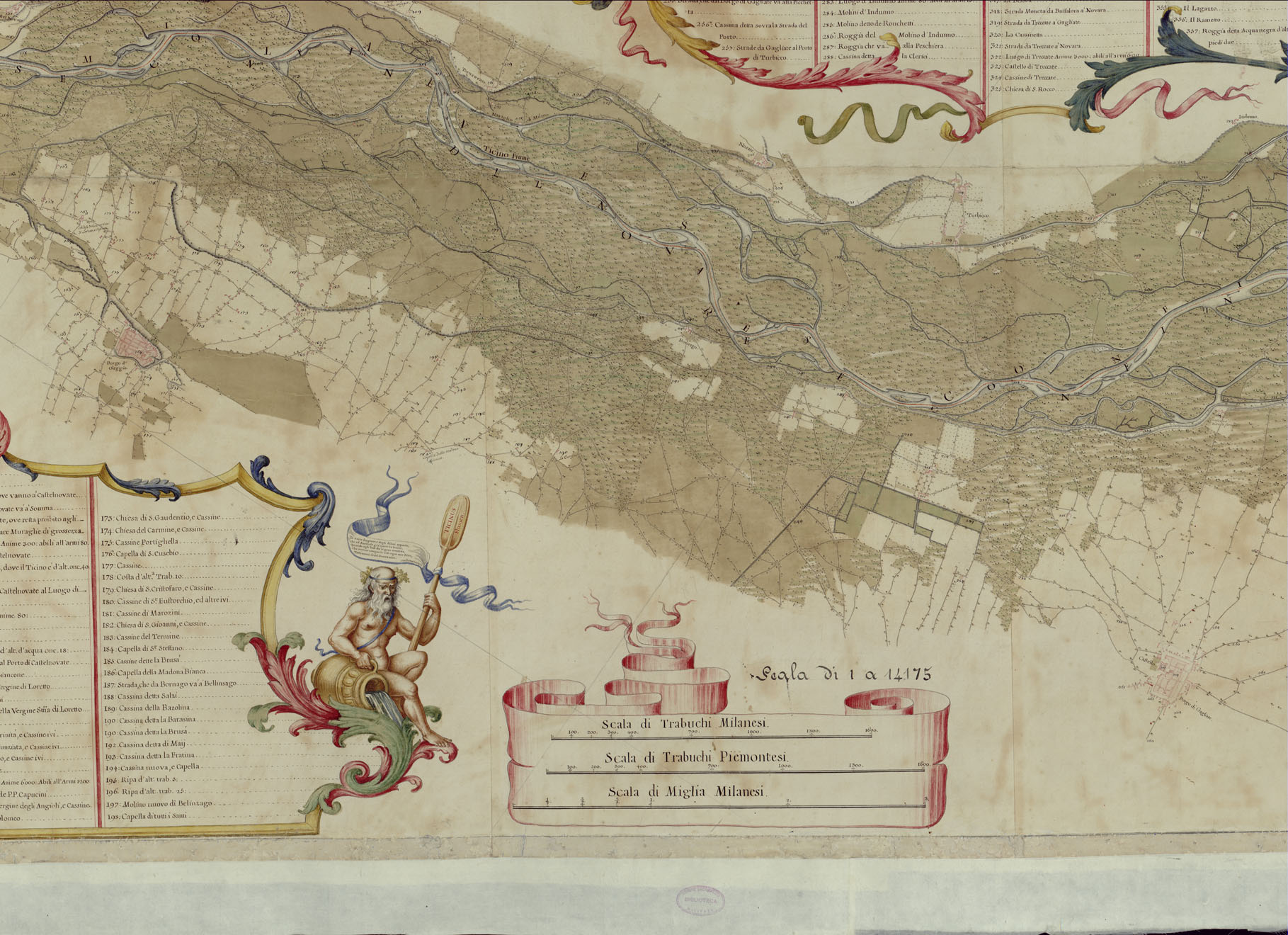 (N:24067) CARTA TOPOGRAFICA IN MISURA CHE COMPRENDE IL CORSO DEL TICINO DAL LAGO MAGGIORE SINO AL FIUME PO'
Unitamente le Campagne Citt e Luoghi vicini ad esso Fiume, tanto a dirritta, che a sinistra del medesimo. (B0019589, B0019590, B0019592, B0019593, B0019594, B0019595, B0019600, B0019598, B0019591, B0019597, B0019596, B0019599) Carte e stampe antiche: riproduzione a colori su carta (formato A1)