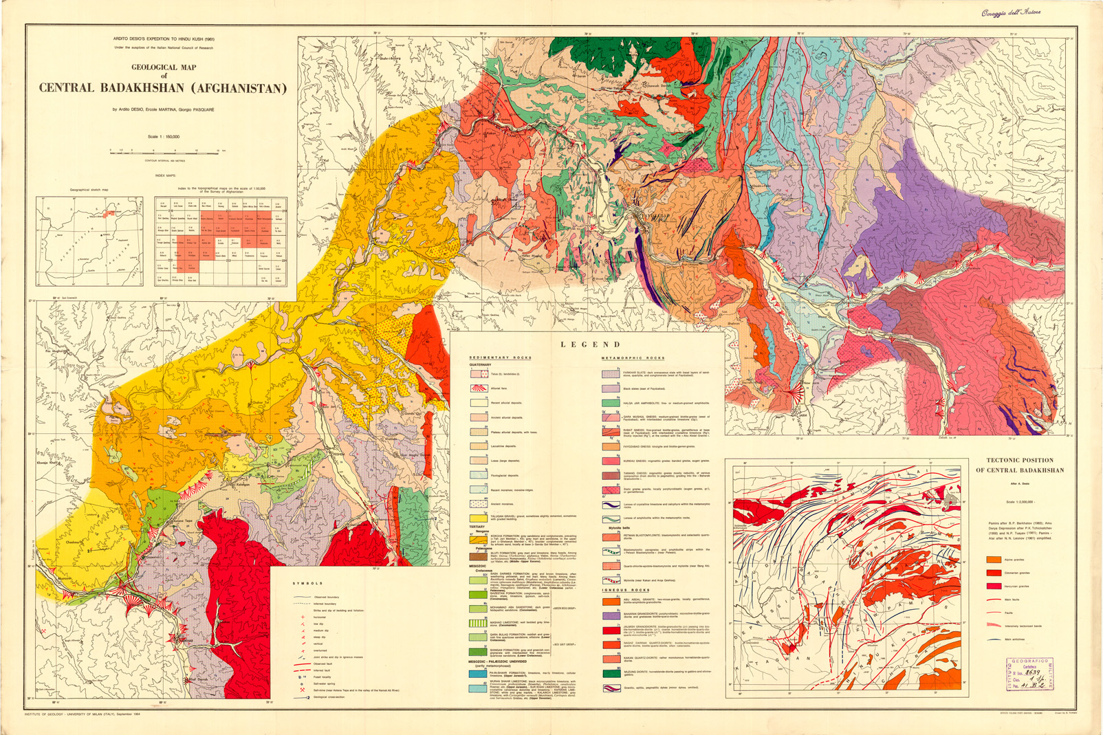 (N:35207) GEOLOGICAL MAP OF CENTRAL BADAKSHAN (AFGHANISTAN) (B0019699) Carte e stampe antiche: riproduzione a colori su carta (formato A1)