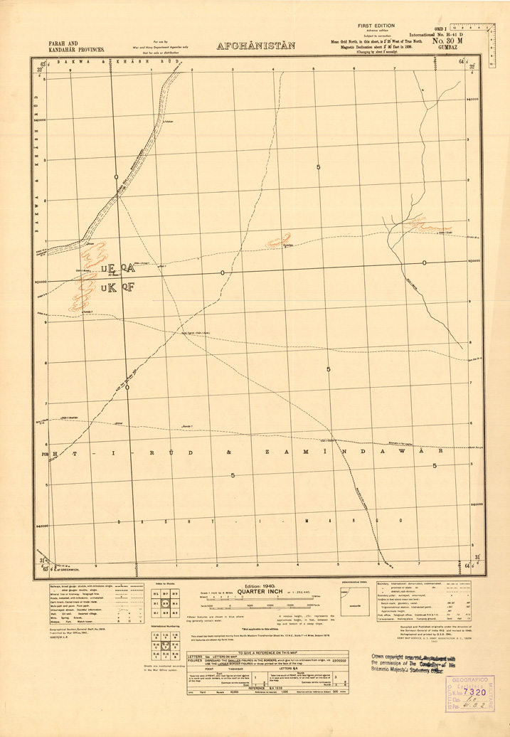 (N:35234) AFGHANISTAN AND N. W FRONTIER PROVINCE U.S.S.R., BALUCHISTAN E IRAN - FOGLIO 10 (B0019711) Carte e stampe antiche: riproduzione a colori su carta (formato A1)