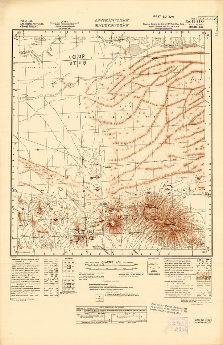 (N:35244) AFGHANISTAN AND N. W FRONTIER PROVINCE U.S.S.R., BALUCHISTAN E IRAN - FOGLIO 20 (B0019721) Carte e stampe antiche: riproduzione a colori su carta (formato A1)