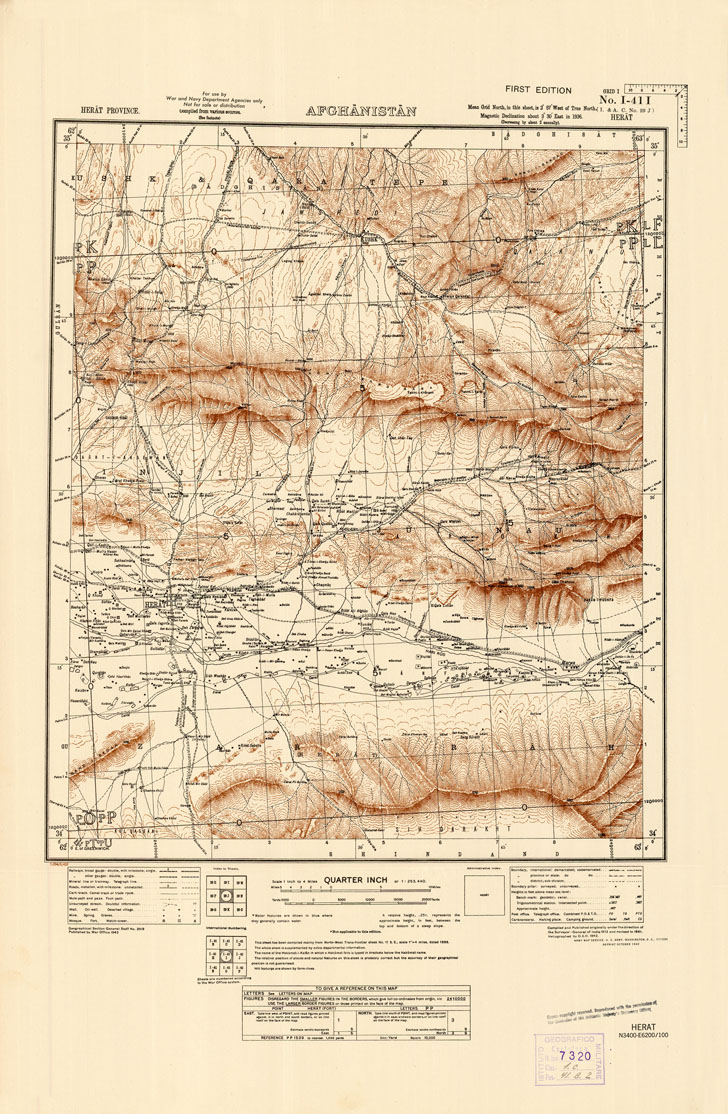 (N:35249) AFGHANISTAN AND N. W FRONTIER PROVINCE U.S.S.R., BALUCHISTAN E IRAN - FOGLIO 25 (B0019726) Carte e stampe antiche: riproduzione a colori su carta (formato A1)