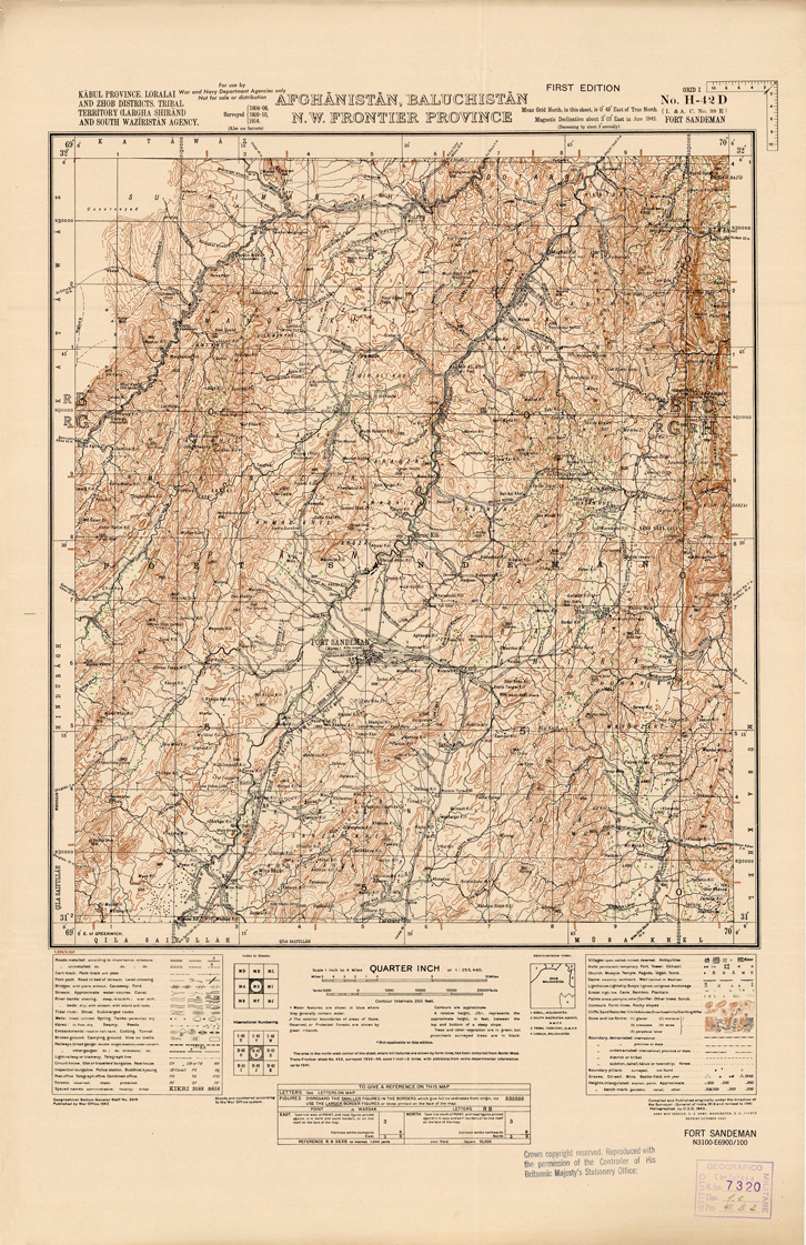 (N:35255) AFGHANISTAN AND N. W FRONTIER PROVINCE U.S.S.R., BALUCHISTAN E IRAN - FOGLIO 31 (B0019732) Carte e stampe antiche: riproduzione a colori su carta (formato A1)