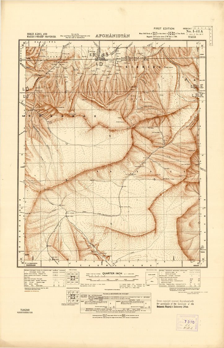 (N:35257) AFGHANISTAN AND N. W FRONTIER PROVINCE U.S.S.R., BALUCHISTAN E IRAN - FOGLIO 33 (B0019734) Carte e stampe antiche: riproduzione a colori su carta (formato A1)