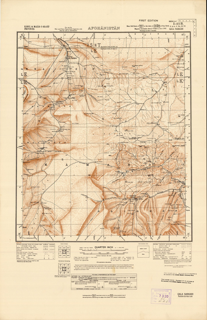 (N:35258) AFGHANISTAN AND N. W FRONTIER PROVINCE U.S.S.R., BALUCHISTAN E IRAN - FOGLIO 34 (B0019735) Carte e stampe antiche: riproduzione a colori su carta (formato A1)