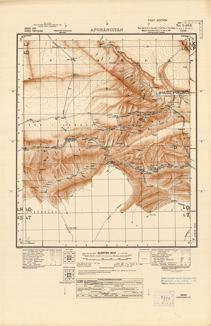 (N:35263) AFGHANISTAN AND N. W FRONTIER PROVINCE U.S.S.R., BALUCHISTAN E IRAN - FOGLIO 39 (B0019740) Carte e stampe antiche: riproduzione a colori su carta (formato A1)