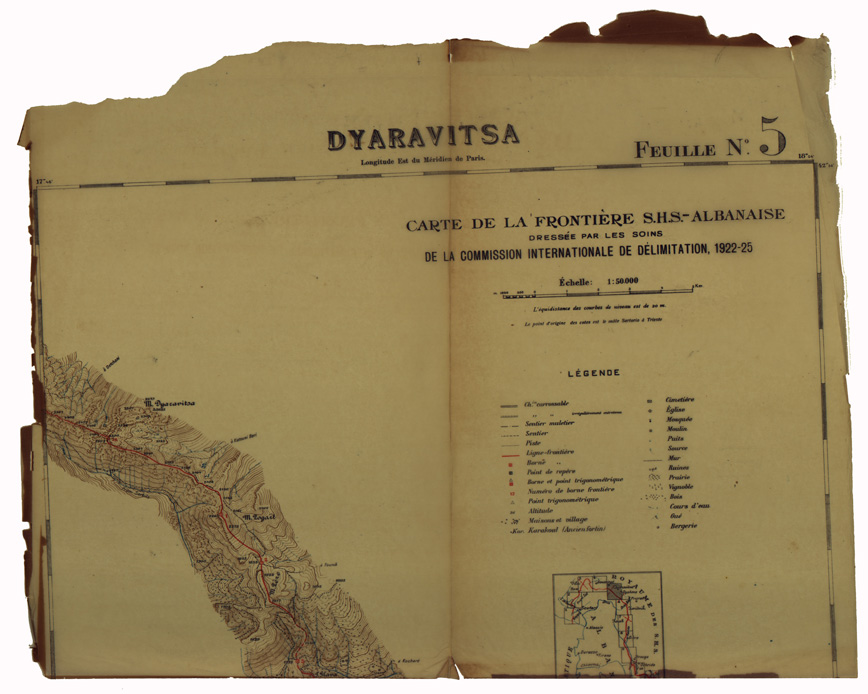 (N:35429) CARTE DE LA FRONTIERE S.H.S.-ALBANAISE DRESSEE PAR LES SOINS DE LA COMMISSION INTERNATIONALE DE DELIMITATION (B0019763, B0019765, B0019766, B0019764) Carte e stampe antiche: riproduzione a colori su carta (formato A1)