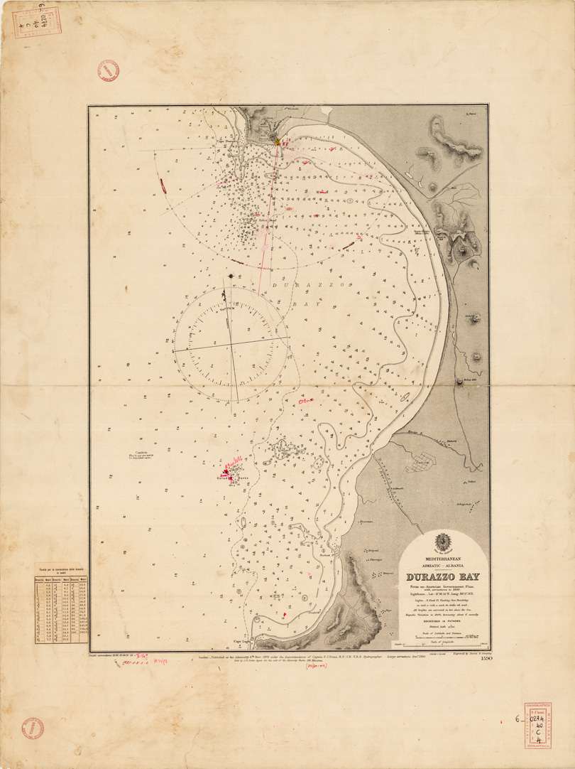 (N:35441) MEDITERRANEAN ADRIATIC-ALBANIA DURAZZO BAY (B0019774) Carte e stampe antiche: riproduzione a colori su carta (formato A1)