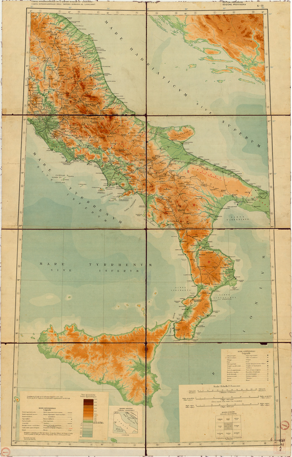(N:35451) CARTA INTERNAZIONALE DELL'IMPERO ROMANO - FOGLIO K-33 (B0019784) Carte e stampe antiche: riproduzione a colori su carta (formato A1)