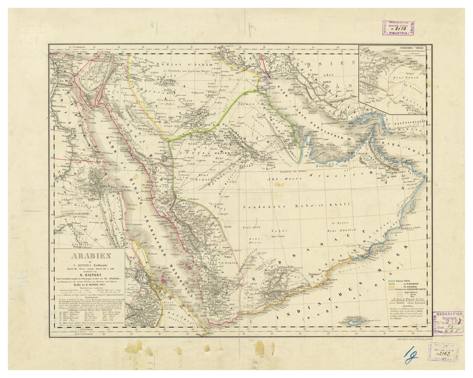 (N:34060) ARABIA - KARTE VON ARABIEN (B0020089) Carte e stampe antiche: riproduzione a colori su carta (formato A1)