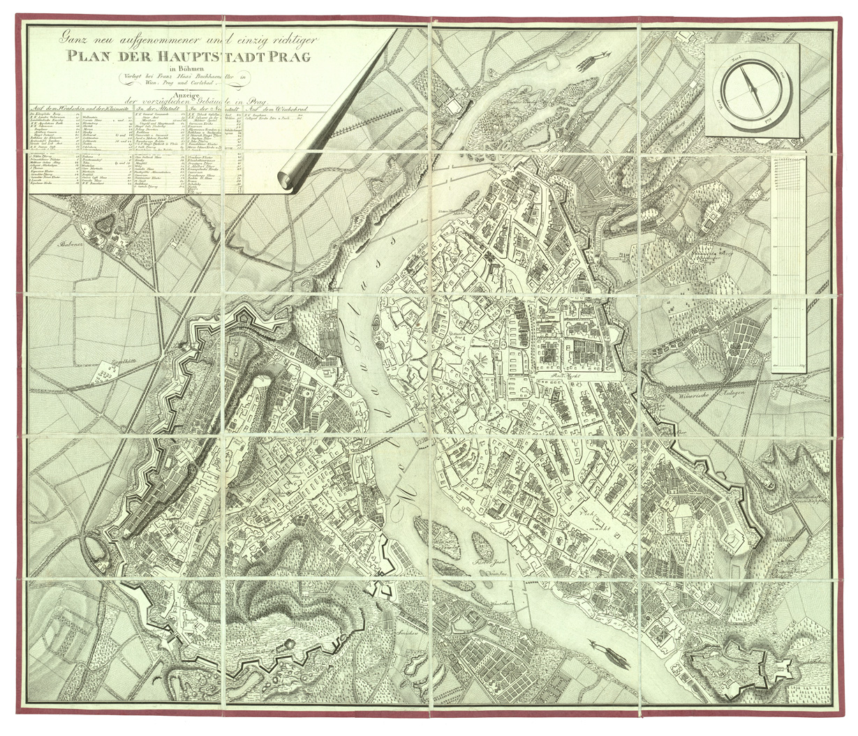 (N:34167) PLAN DER HAUPTSTADT PRAG IN BOHMEN etc... (B0020134) Carte e stampe antiche: riproduzione a colori su carta (formato A1)