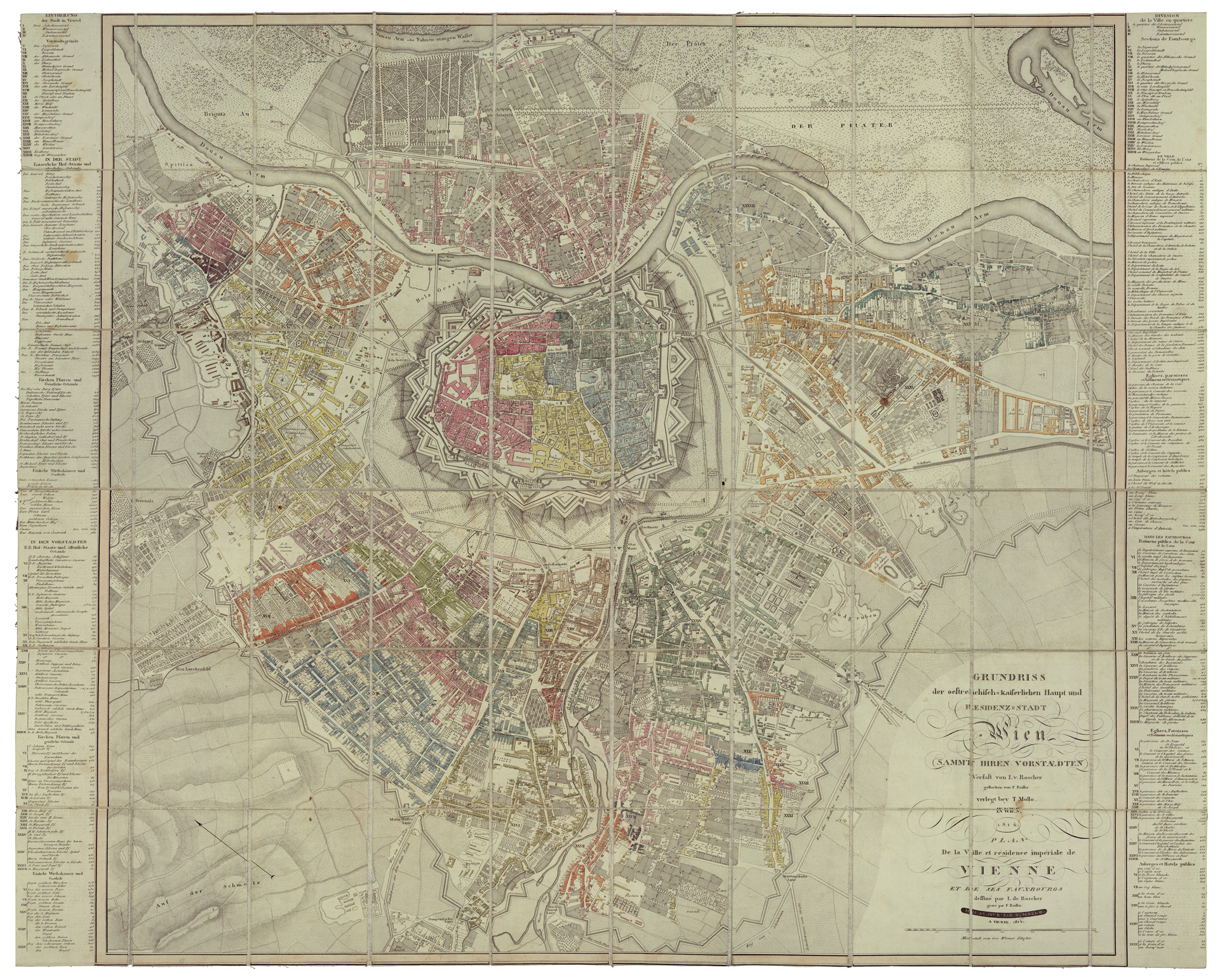 (N:34457) PLAN DE LA VILLE E RESIDENCE IMPERIAL DE VIENNE (B0020334) Carte e stampe antiche: riproduzione a colori su carta (formato A1)