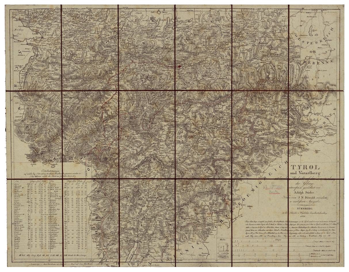 (N:34461) TYROL UND VORALBERG (B0020338) Carte e stampe antiche: riproduzione a colori su carta (formato A1)